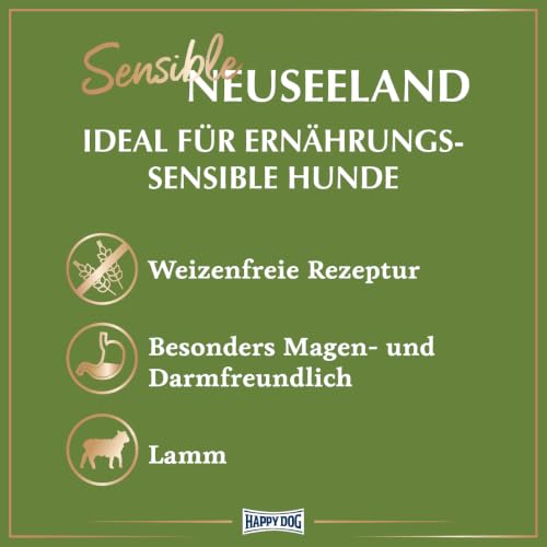 Happy Dog Sensible Neuseeland M Hunde-Trockenfutter - Lammgeschmack - glutenfrei, leicht für Magen und Darm, Omega-3 und Omega-6-12,5kg