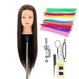 🙎[Materiale]: testa di bambola per lo styling da 21 pollici, realizzata al 100% con capelli in fibra sintetica, i capelli lisci ti fanno sentire morbido, facilmente per fare varie acconciature.