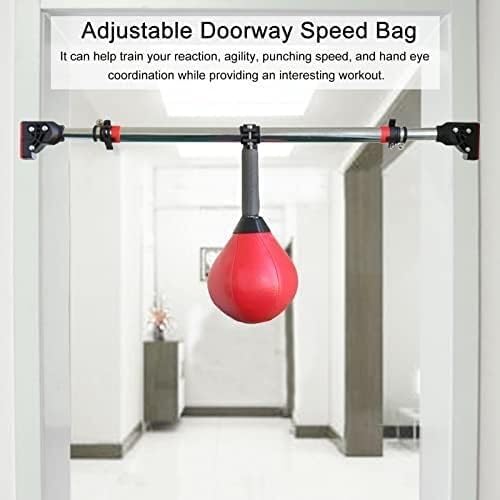 Speed Bag for Boxing, Doorway Speed Bag for Adults,Quick Punching Bag Heavy Duty Leather Boxing Bag with Adjustable Bracket,Spring and Small Ball,for Gym Training