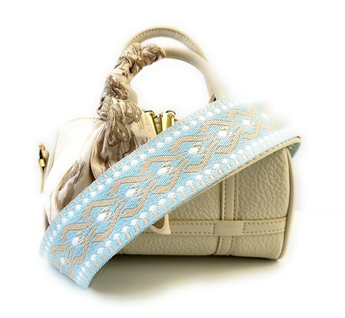Image of Purse Strap Replacement for Crossbody Bags & Handbags | Premium Webbing with Silver Hardware Clip-On Installation Adjustable Length Comfortable Wide Guitar Style Strap