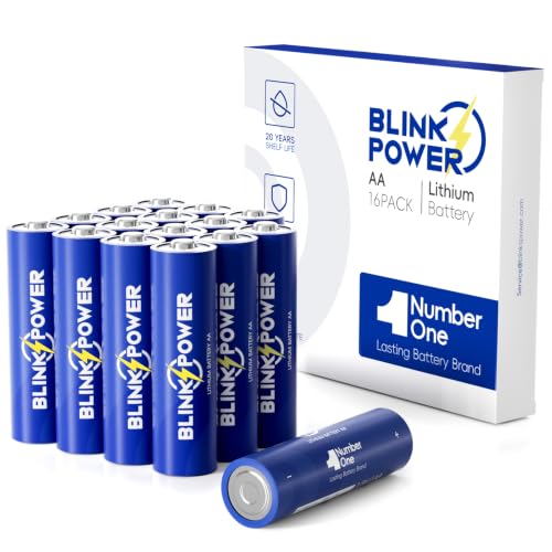 Blinkspower Lithium Batteries AA 16 Pack, No.1 Lasting, 1.5V
