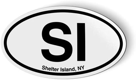 SI Shelter Island New York Oval - Imán para coche, 5 pulgadas