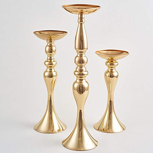 Yang1Mn.ornaments Luxury Europe Type Electroplating Iron Display A Mermaid Wedding Vintage Candlestick Creative Geometric Candle Cup D13H30/37/48Cm 1Pcs (Color : Gold, Size : S) #TOP1