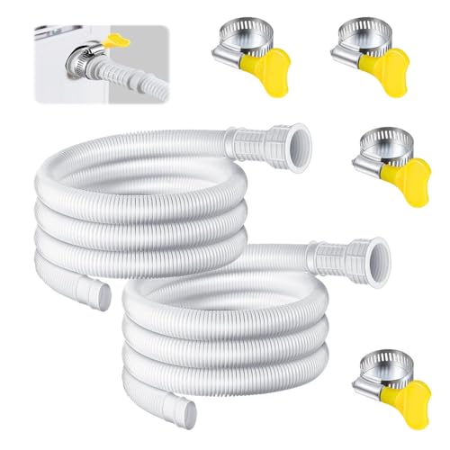 Dehumidifier Hose, Universal Portable AC Drain Hose & Mini Split Drain Hose - 2-Pack 13FT AC Drainage Line Extension Compatible with Arctic King Portable Air Conditioner (Cut-to-Fit with 4 Clamps)