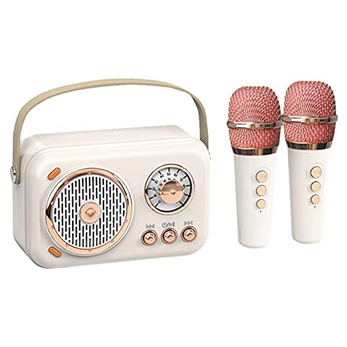 CENMEN Altoparlante Bluetooth Portatile con Set Microfono, Altoparlante Bluetooth Vintage con Impianto Karaoke Domestico ()
