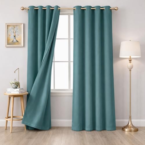 Image of STITCHNEST 'Solis Series' Premium Satin Room Darkening Curtains 7 Feet Long Set of 1 | Door Curtain 7 x 4 Feet | Blocks 70-80% Light | Ideal for Bedroom, Living Room & Home Decor