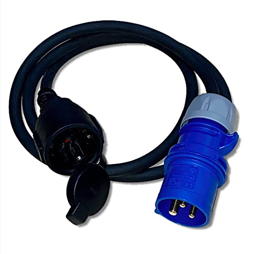 IntuiFlex 2X CEE Camping Kabel Adapter Set - 1,5m Leitung H07RN-F 3G2,5 3x2,5 mm 230V 16A IP44 - Schuko Stecker auf CEE Buchse + CEE Stecker auf Schuko Kupplung/Steckdose 230 - Camping Adapter Strom