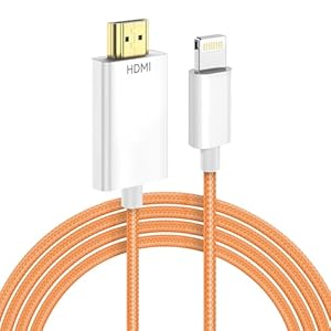 Cable Lightning a HDMI para iPhone, adaptador digital AV 1080P, conector de pantalla de sincronización de video HD, iPhone a HDMI para proyector de TV, soporte para iOS 18, tejido naranja
