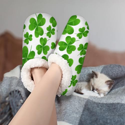 Irish Spring Green Clover Women's Slippers Socks Cozy Fuzzy Sherpa House Shoes Winter House Bedroom Slippers St Patrick's Day3