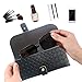 Glasses storage bag Travel sunglasses myopia glasses storage bag Fashion leather storage bag (Weave pattern black)