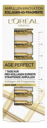 L'Oréal Paris 7 ampoules raffermissantes de jour pour la peau mature, soin du visage anti-vieillissement avec l'effet anti-rides, fragments de collagène AS, expert du collagène parfait d'âge pro