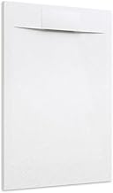 Piatto Doccia 80x120 Bianco Effetto Pietra Mod. Cosmos Rettangolare in Vetroresina SMC Riducibile Piletta Inclusa e Cover In Tono Parama