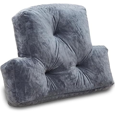 1 MIDDLE ONE Back Pillow for Chair, Memory Foam Lumbar Pillow for Back Support, Back Rest Cushion for Office, Sofa, Couch Sitting, Recliner, Bed and Lower Back Pain (Grey) Cover