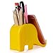 COOLBROS Pen Pencil Holder with Phone Stand, Elephant Shaped Pen Container Cell Phone Stand Carving Brush Scissor Holder Desk Organizer Decoration for Office Desk Home Decorative (yellow)