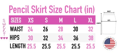 Sweet Hearts Women’s Basic Stretch Pencil Skirt- Regular & Plus Size- Below Knee Office Midi Bodycon Nylon Skirt Made In Usa (Black, Large) #TOP4
