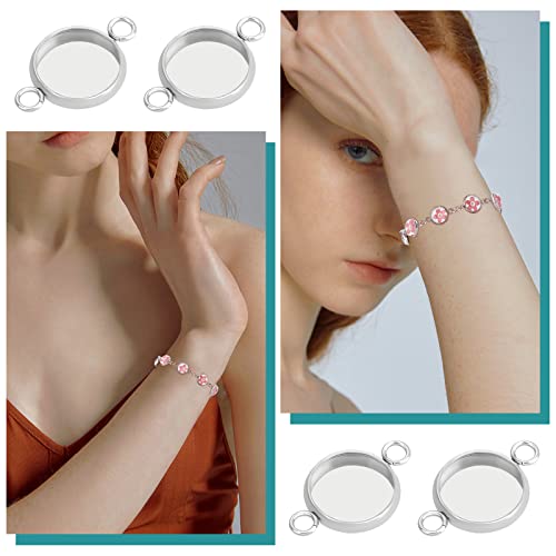 Ph Pandahall 100Pcs 12Mm Stainless Steel Cabochon Connectors Settings Pendant Cabochons Trays Bezel Trays Round Cabochon Links For Jewelry Making 19.5X14X2Mm, Hole 2Mm #TOP6