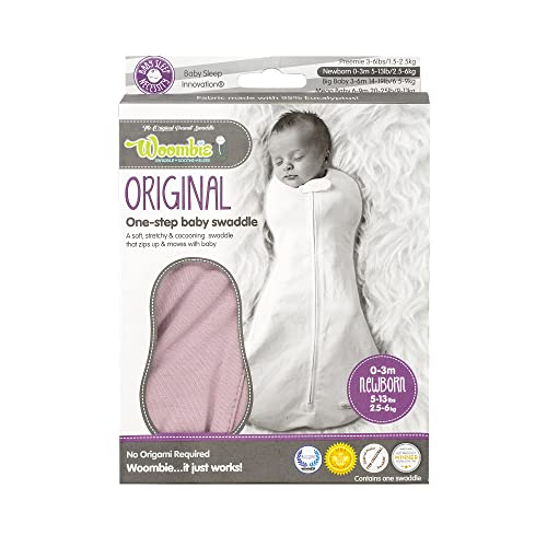 Image of Woombie Eucalyptus Leaf Tencel Sweaddling Blanket - Ultra Soft, Soothing Eucalyptus Fiber Baby Swaddle - Wearable Baby Blanket - Pink Dahlia, 5-13lbs