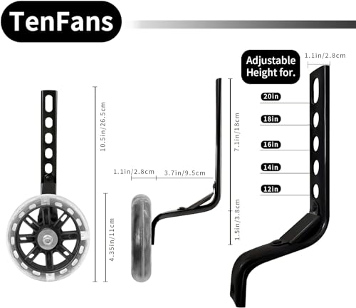 Hilfsrad, Stabilisator für Fahrrad, verstellbare Antriebsräder für Kinder, Hilfsrad für Fahrrad 12 14 16 18 20 Zoll, Hinterräder für Kinderfahrrad (schwarz)