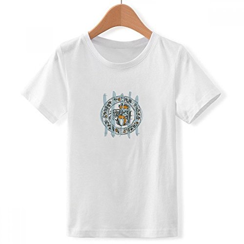T-Shirt Blanc pour Garçon Motif Abstrait Cartoon Animal DIYthinker Col Rond Grand