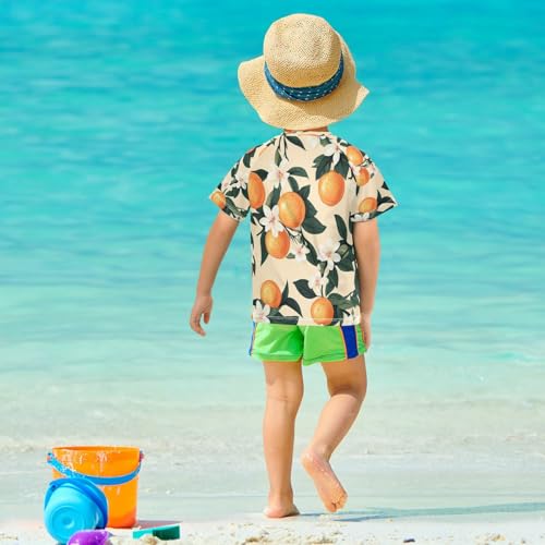 Kids Swimsuit Orange Flower Fruit Sunscreen T-Shirts Swimwear Sets UPF 50+ 5
