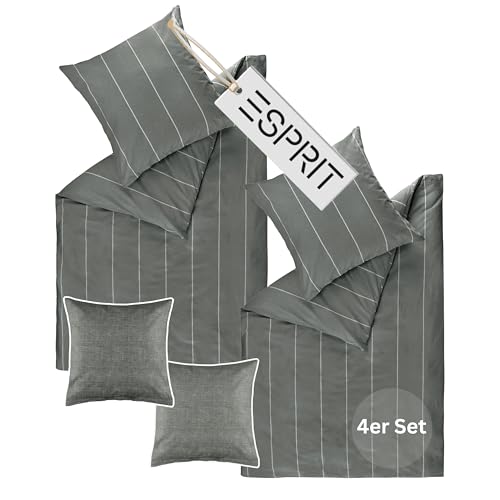 Esprit Home Premium Bettwäsche 135x200 Baumwolle Anthrazit - Spar...