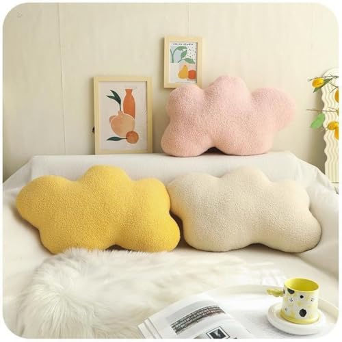 Ueiwffzo Wolken Kuschelkissen Kinder Weiche Flauschige Wolken Zierkissen Sofakissen, Plüsch Kissen Dekokissen für Kinderzimmer Schlafzimmer Deko (Beige)