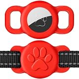Dynmeow Dog Cat Collar Holder Compatible with Airtag, Anti-Lost Silcione Holder for 3/8 and 5/8 Inch Wide Collars, Red, S(1 Pack)