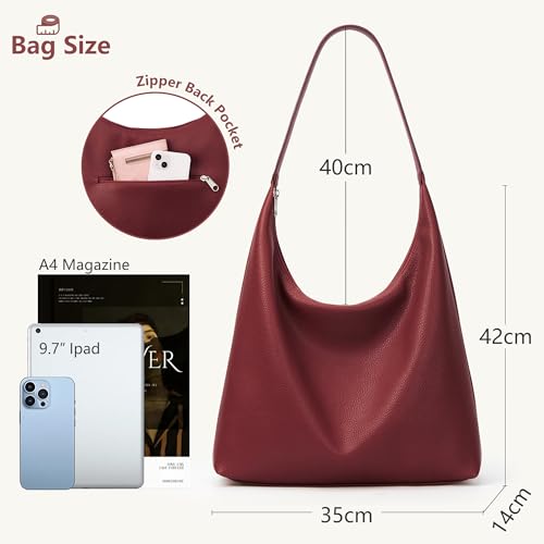 Image of KALIDI Casual Tote Bag Vegan Leather Hobo Zipper Work Bag Weekender Shoulder for Women Shoulder Travel Purse