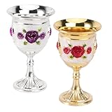 WEKADRIN Aluminiumlegierung Weingläser 2 Stück mit Blumendesign Elegante Trinkgläser für Party Bar und Alltag Hitze und Kältebeständig Leicht zu Reinigen