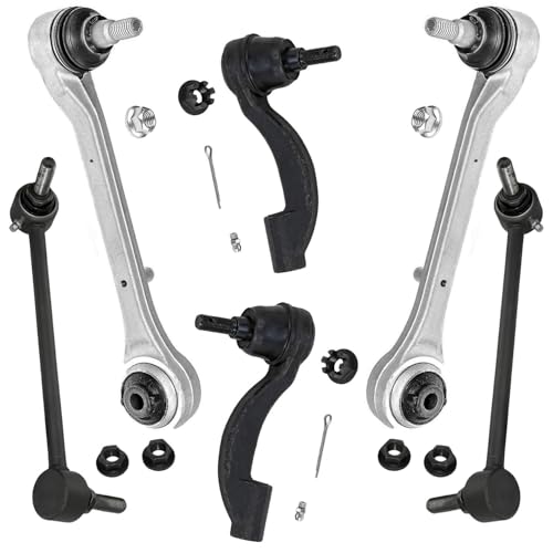 Image of Detroit Axle - AWD 6pc Front End Suspension Kit for 2013-2019 Cadillac ATS 2 Lower Rearward Control Arms with Ball Joints 2 Sway Bar Links 2 Outer Tie Rods 2014 2015 2016 2017 2018 Replacement
