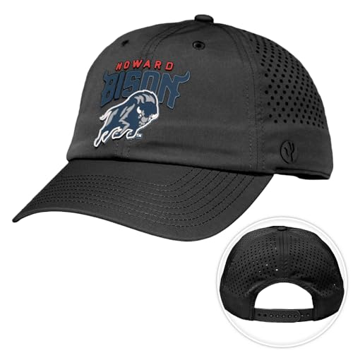Desert Cactus Howard University Snapback Baseball Hat, HU Bison Unstructured BreezePro Performance Hat with Adjustable Silicone Strap (Design BP1-Black)
