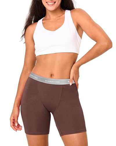 Image of BAMBOO COOL Womens BoyShorts Underwear Full Coverage Ladies Panties High Waisted Boxer Briefs Breathable Stretch 5 Pack