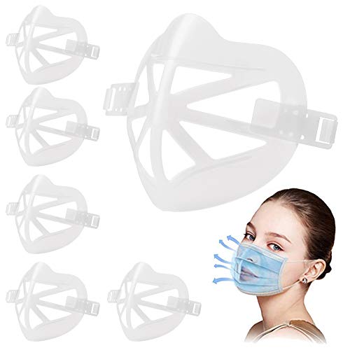 3D Mask Bracket Inner Support Frame|Under Frame Lipstick Protector Keep Fabric off Mouth to Create More Breathing SpaceWashable Reusable (5 Pcs) (white)