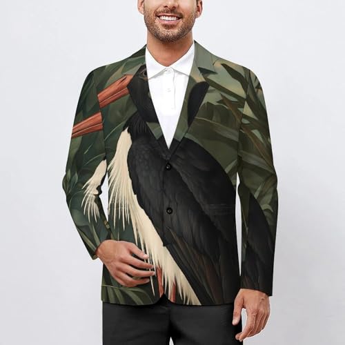 Stork On Black Mens Blazer Lightweight Sport Coat Two Button Suit Jackets2