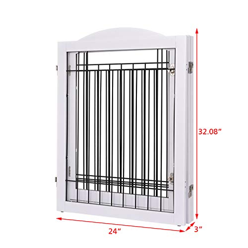 SPIRICH 96-inch Extra Wide 30-inches Tall Dog Gate with Door Walk Through, Freestanding Wire Pet Gate for The House… - Image 7