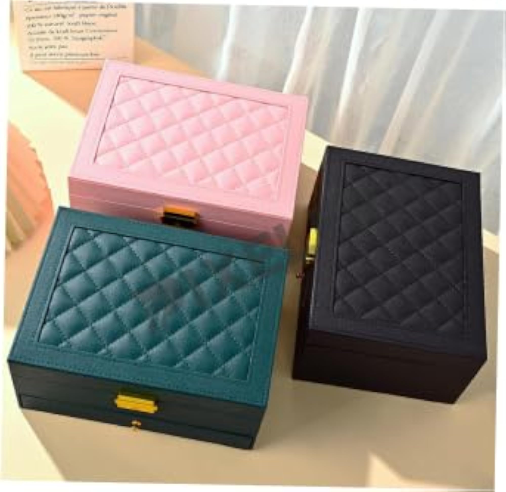 Mini Chex Pattern Jewellery Cosmetic Storage Box