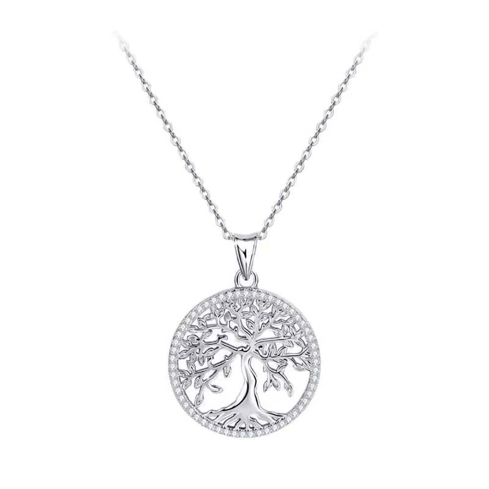 Funkelnde Moissanit Lebensbaum Halskette Sterling Silber für Frauen Schmuck Geschenke Tochter Mama