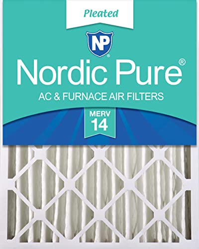 Image of Nordic Pure 20x20x4 Pleated MERV 14 Air Filter 1 Pack | Actual Size: 19 1 /2 x 19 1 /2 x 3 5 /8 Made in USA, Pro Strength HVAC Filtration, Fine Particles, Dust, Pollen & Pet Dander