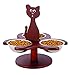 Etna Pet Store Elevated Cat Bowls - Wooden, Raised Pet Feeder Promotes Better Digestion, Easy on Joints - Multiple Feeder with 3 Removable Bowls for Food and Water - Brown