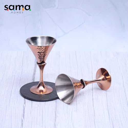 Set de 2 vasos de tequila cobre acabado cónico miniatura 3