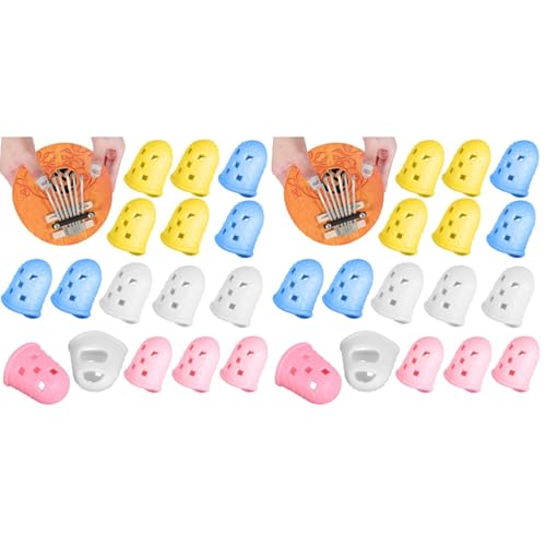 SUPVOX 32 Pcs Kalimba Finger Sleeve Finger Guards Kalimba Finger Picks Guitar Finger Protectors Ukelele Picks Guitar Fingertip Protector Silicone Harp Ukulele