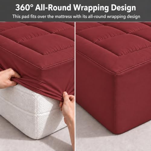 Image of Cloth Fusion Soft Microfiber Mattress Topper, King 72x72 in, Maroon