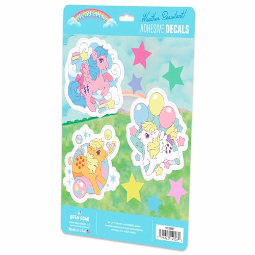 Image of Hasbro My Little Pony Adhesive Vinyl Decals - Fun Set of Pony Stickers Featuring Firefly, Applejack and Surprise, 1 Pack (9 Count)