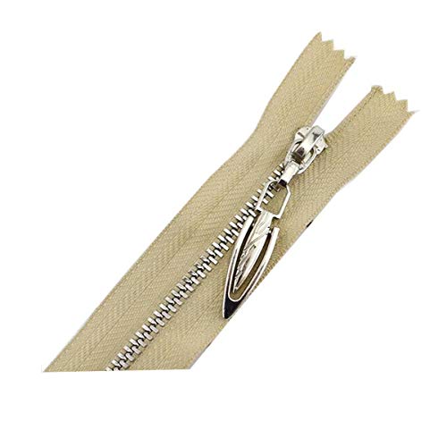 Nylon Closed End Zip,zippers, 2Pcs 20/30cm Close End 40 70cm Open End 3# Metal Zipper DIY Silver Tooth Coat Decoration Zip Garment Sewing Material Red,Open-End-50cm ( Color : Khaki , Size : OpenEnd50c