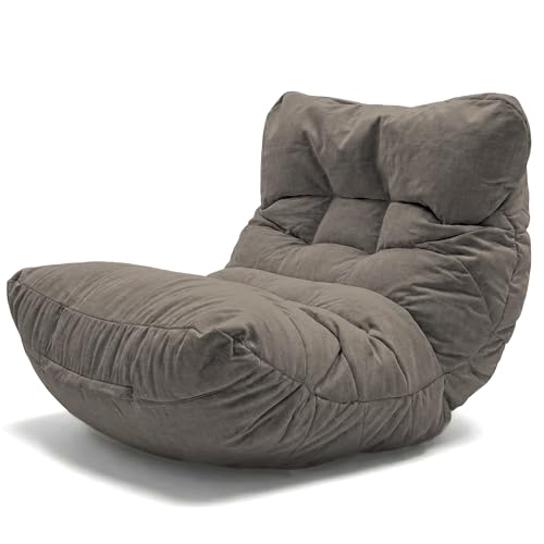Aiire Puff Salón XXL de Diseño - Sillón Puf con Relleno Incluido para Adulto - Bean Bag Chair Premium para Dormitorio - Funda Desenfundable y Lavable Marrón