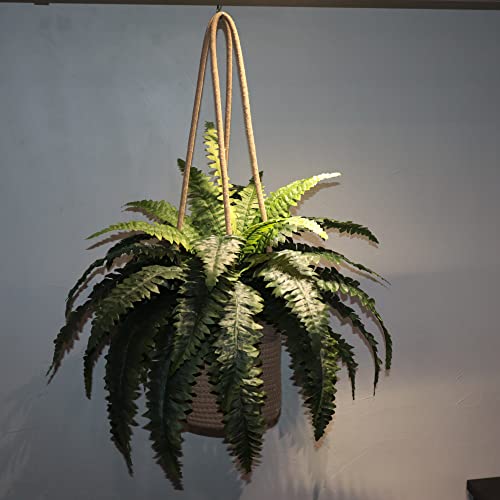 Galebeiren Artificial Ferns With Hanging Basket, 33In Large Fake Boston Fern Faux Hanging Plant For Outdoors Indoors Home Garden Porch Office Entrance Farmhouse Greenery Decoraction #TOP4
