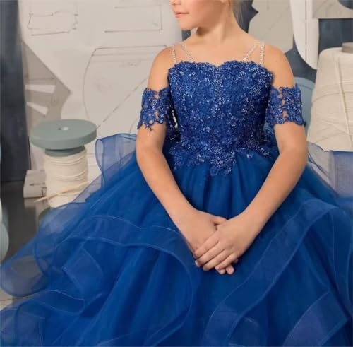 Flower Girls Laces Embroidered Pageant Dresses for Kids Plus Size Layered Tulle First Communion Gowns for Children3