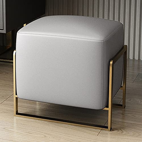 Tabouret de bar industriel carré ottoman similicuir repose-pieds