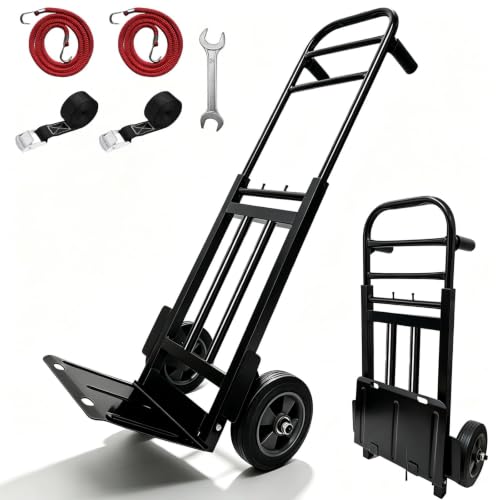 Heavy Duty Folding Hand Truck Dolly with Bungee Cords, 800 LB Dolly Cart by HPORTO - Used condition - US$93.72