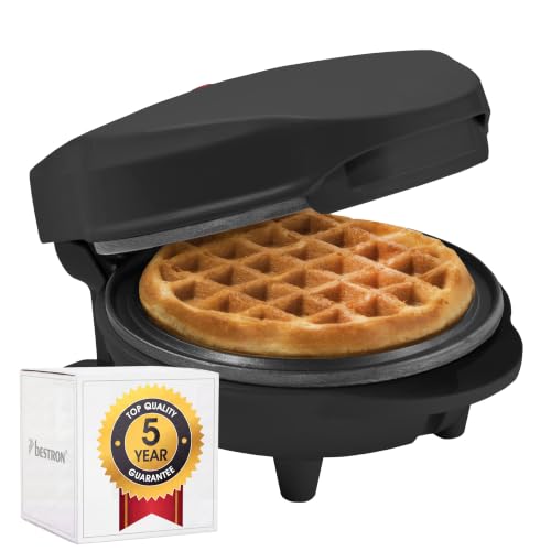 Bestron Mini-Waffeleisen für klassische Waffeln kleiner Waffelmaker mit Antihaftbeschichtung für Kindergeburtstage Familienfeiern Ostern oder Weihnachten 550 Watt Farbe: Schwarz